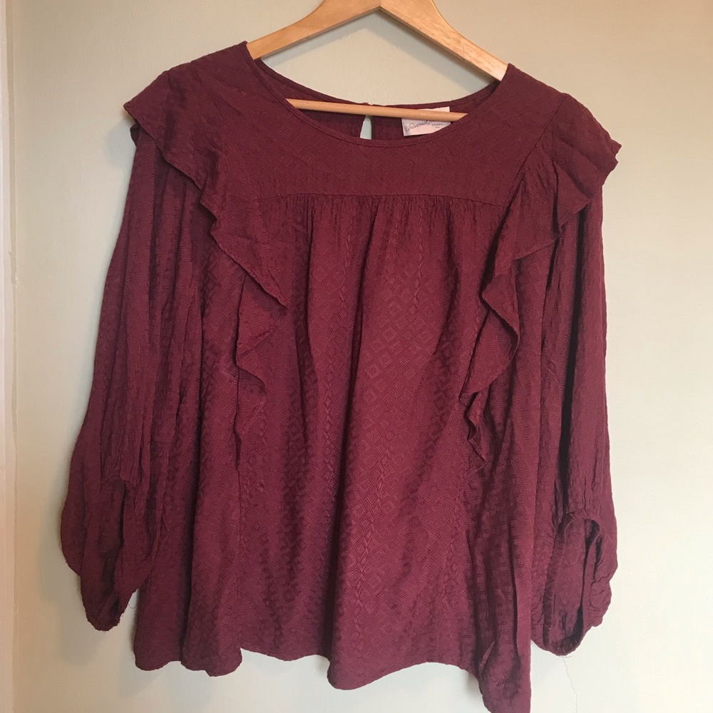 Burgundy Pullover Blouse Size XL